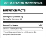 Vertex nutrition, Creatine Monohydrate, 300g, 60 Serving - Image 2